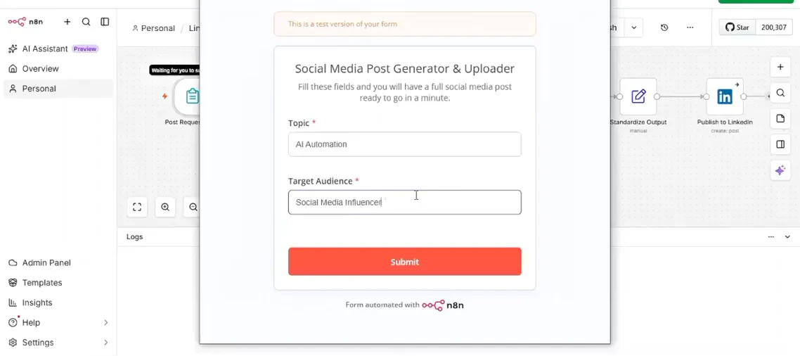 Post request form with topic and target audience fields.